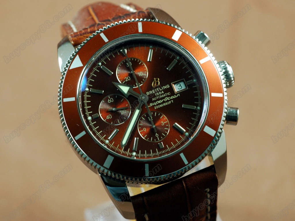 百年靈【男性用】 Superocean Heritage Chrono SS/LE Brown Asia7750自動機芯搭載0