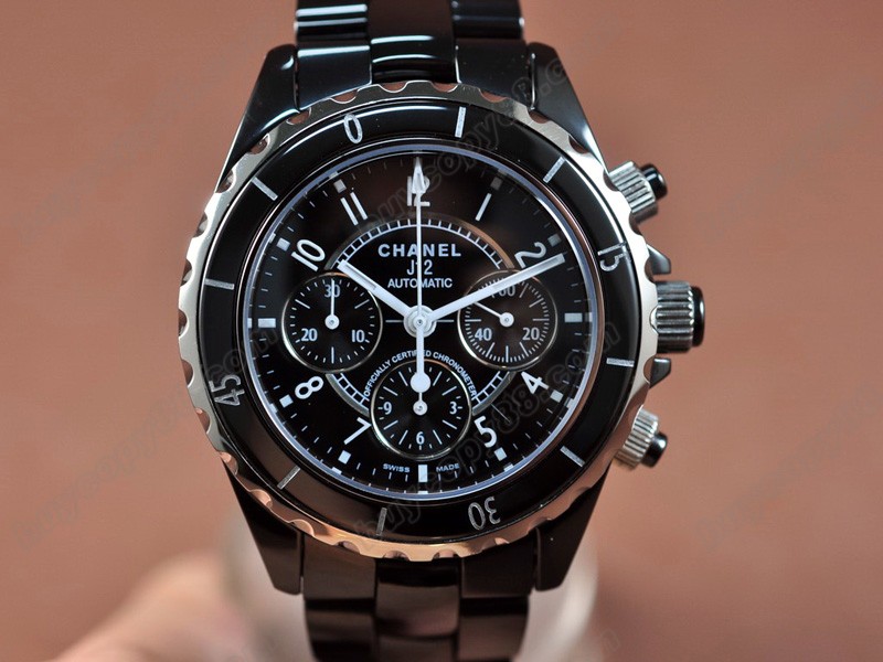 香奈兒【男性用】J12 Auto Chrono Black Full CeramicAsia7750自動機芯搭載6