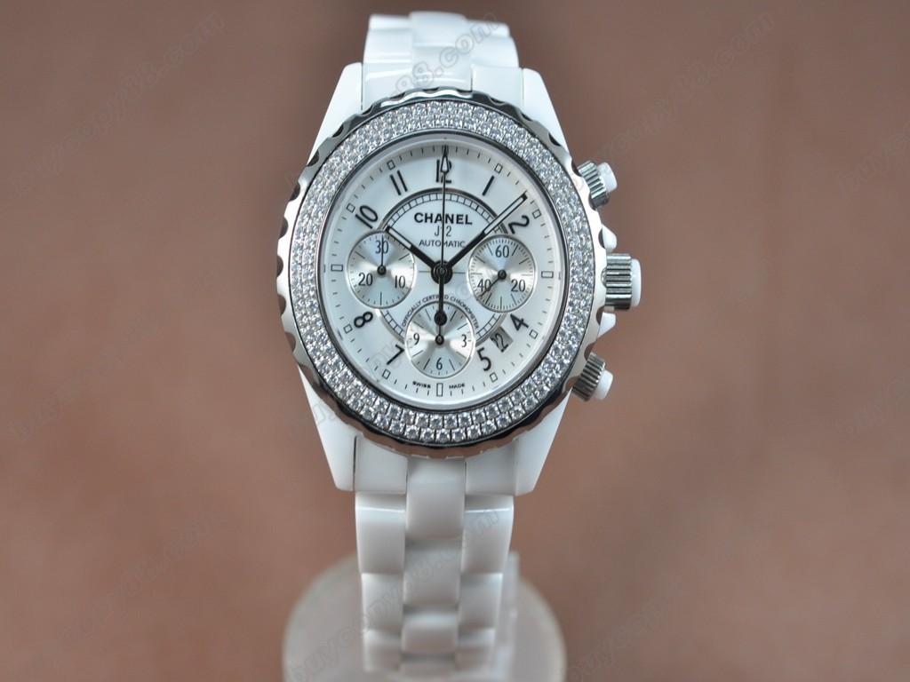 香奈兒【男性用】 J12 Auto Chrono White Full Ceramic Asia7750自動機芯搭載8