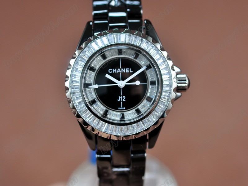 香奈兒【女性用】 J12 Joaillerie Ladies Black/Black/Clear Japanese石英機芯搭載1