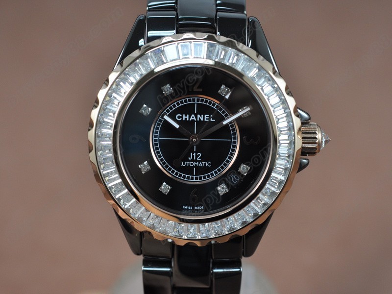 香奈兒【女性用】J12 Joaillerie Ladies Black/Black/Clear Asian  Asia 2813 自動機芯搭載1