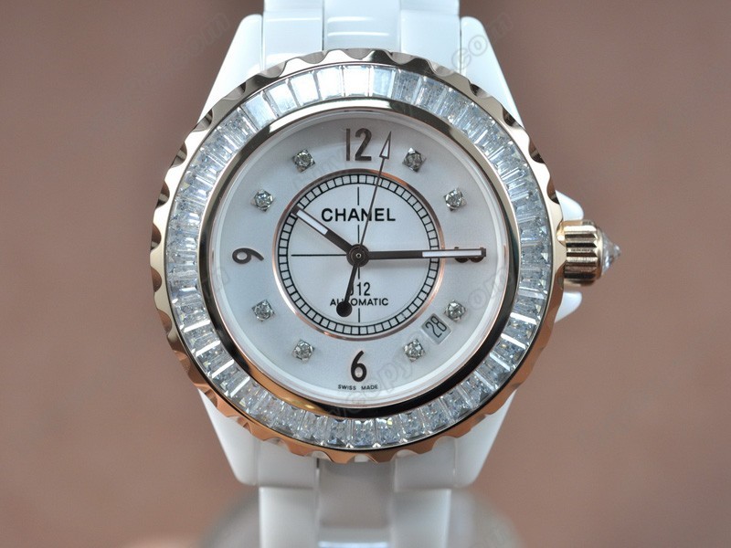 香奈兒【女性用】  J12 Joaillerie Ladies White/White/Clear Asian 2813 自動機芯搭載5