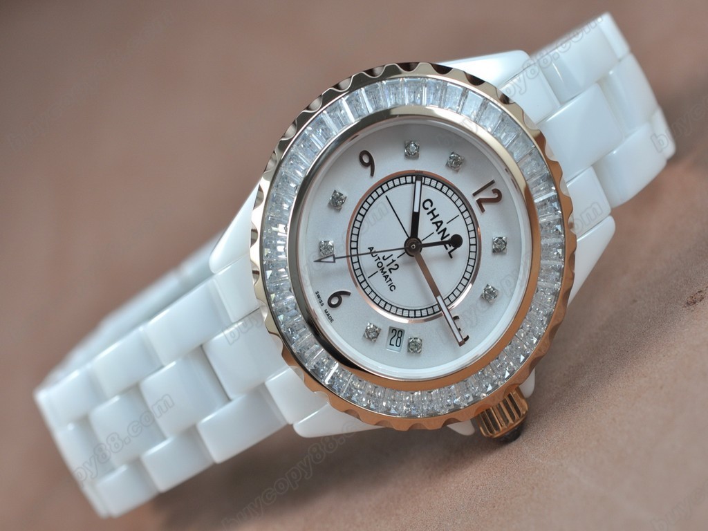 香奈兒【女性用】  J12 Joaillerie Ladies White/White/Clear Asian 2813 自動機芯搭載4