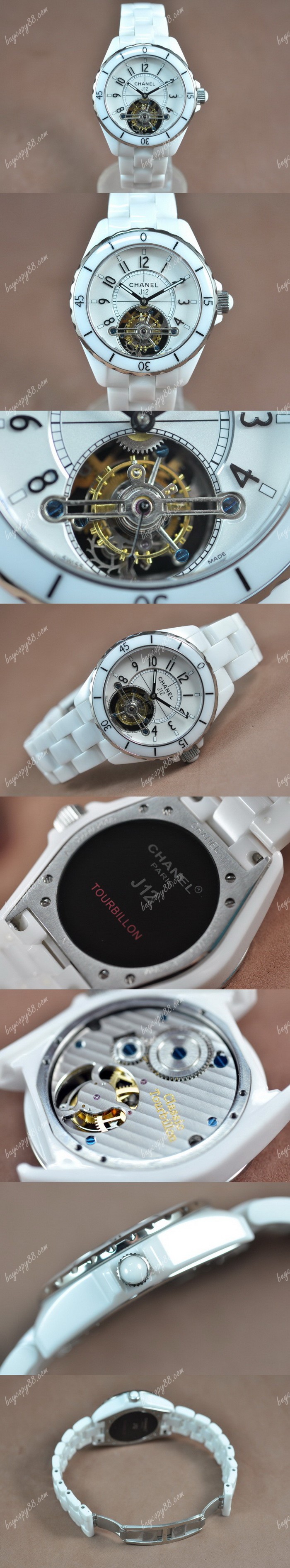 香奈兒Chanel J12 Tourbillon Full white ceramic White dial陀飛輪錶0