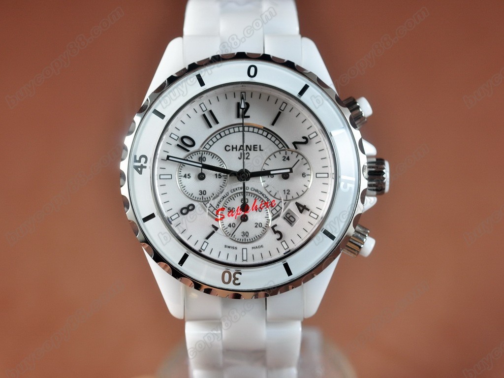 香奈兒【男性用】J12 White Chronograph, Full Ceramic Working Chronos Japanese OS20 石英機芯搭載　　1