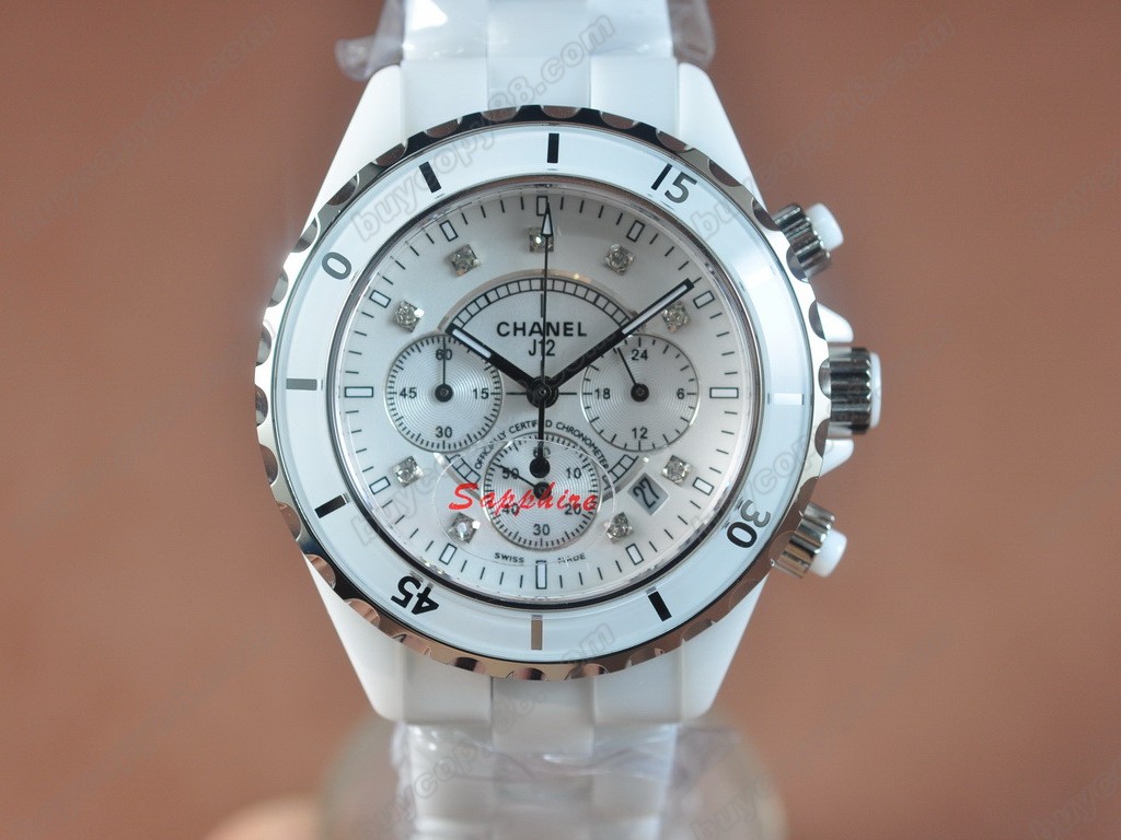 香奈兒【男性用】  J12 White Chronograph, Full Ceramic Working Chronos Japanese OS20 石英機芯搭載　 1