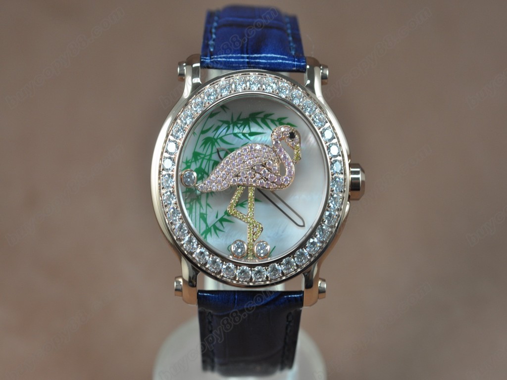 蕭邦錶【女性用】Happy Sports Animal Kingdom RG/LE Diam White Dial Swiss 石英機芯搭載8