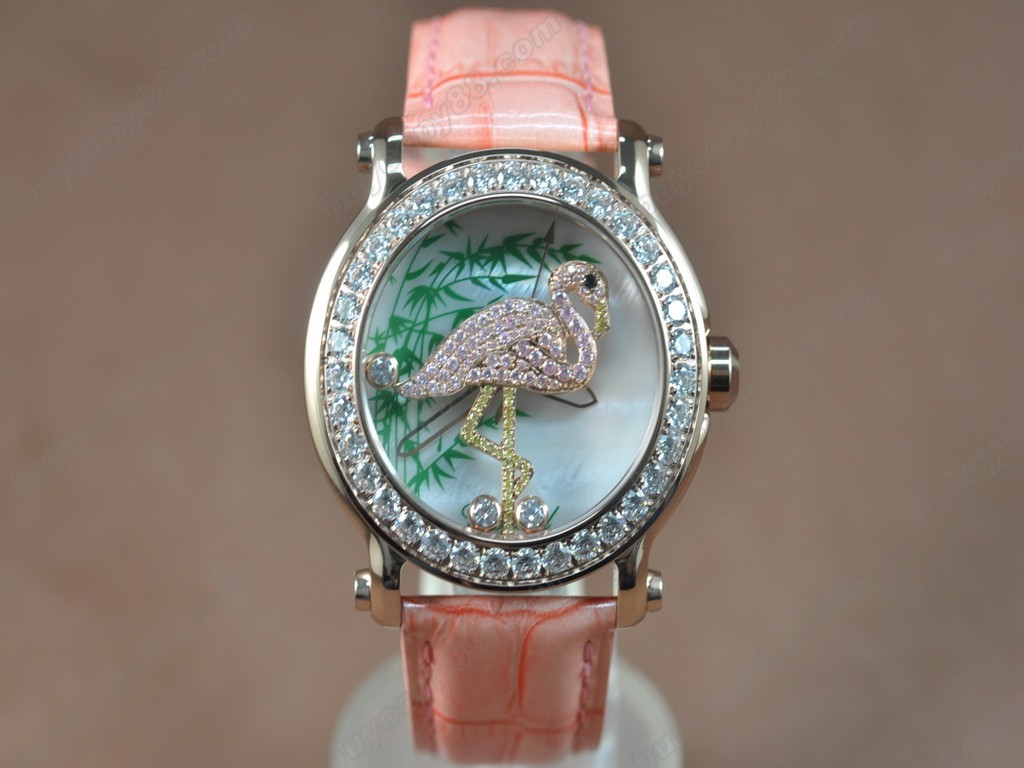 蕭邦錶【女性用】Happy Sports Animal Kingdom RG/LE Diam White Dial Swiss石英機芯搭載8