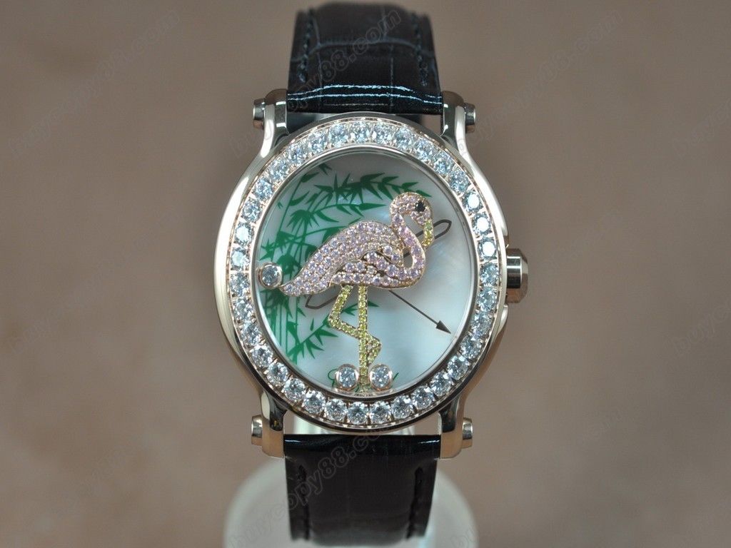 蕭邦錶【女性用】Happy Sports Animal Kingdom RG/LE Diam White Dial Swiss石英機芯搭載 8