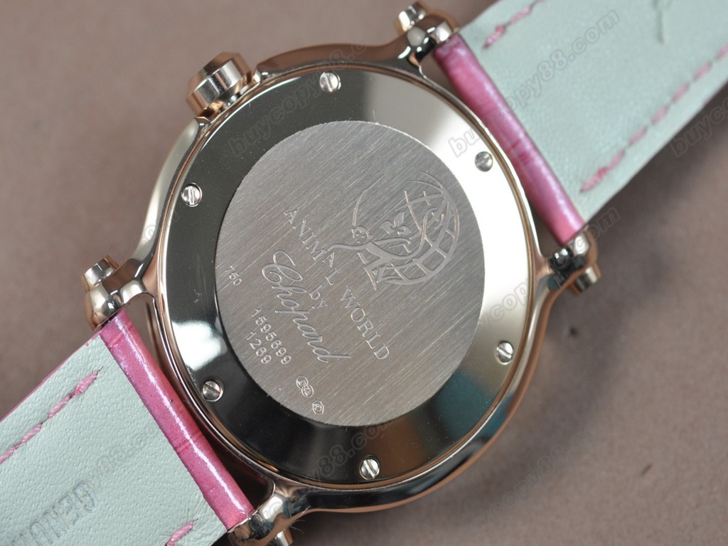 蕭邦錶【女性用】Happy Sports Animal Kingdom RG/LE Diam White Dial Swiss石英機芯搭載4