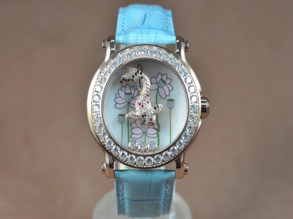 蕭邦錶【女性用】Happy Sports Animal Kingdom RG/LE Diam White Dial Swiss 石英機芯搭載7