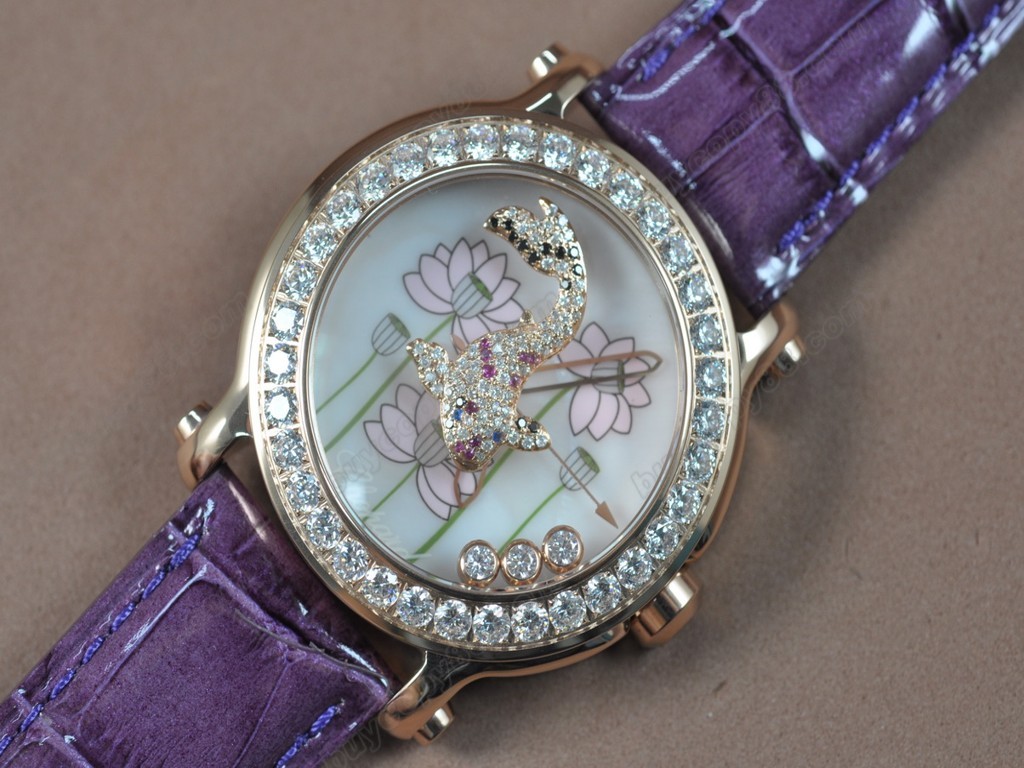 蕭邦錶【女性用】Happy Sports Animal Kingdom RG/LE Diam White Dial Swiss石英機芯搭載4