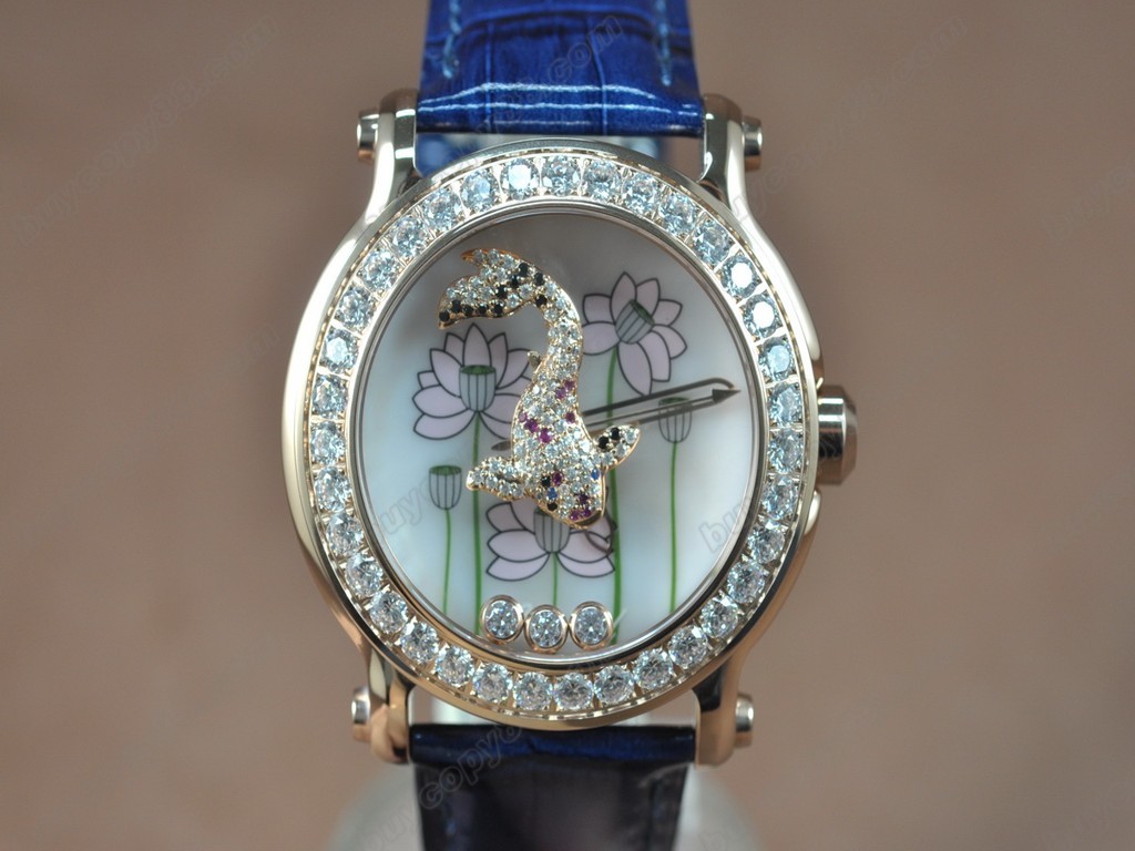 蕭邦錶【女性用】Happy Sports Animal Kingdom RG/LE Diam White Dial Swiss石英機芯搭載1