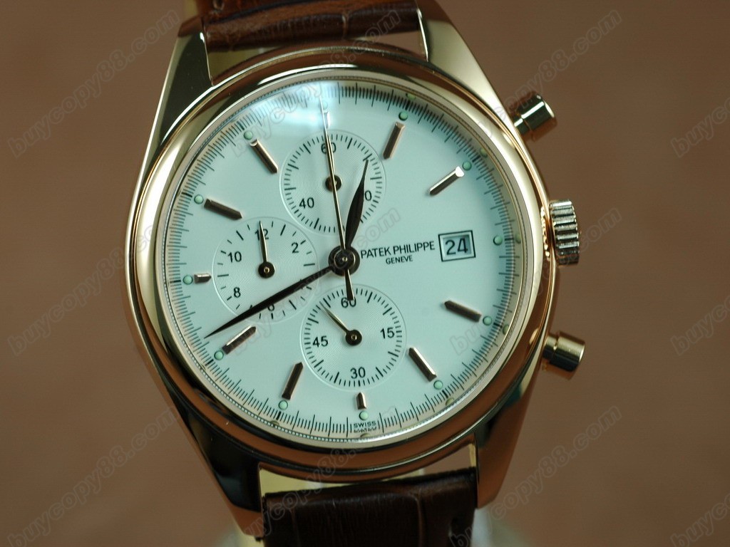 百達翡麗【男性用】Classics Complications RG Case White Dial Brown Strap Japanese 0S 20 石英機芯搭載0