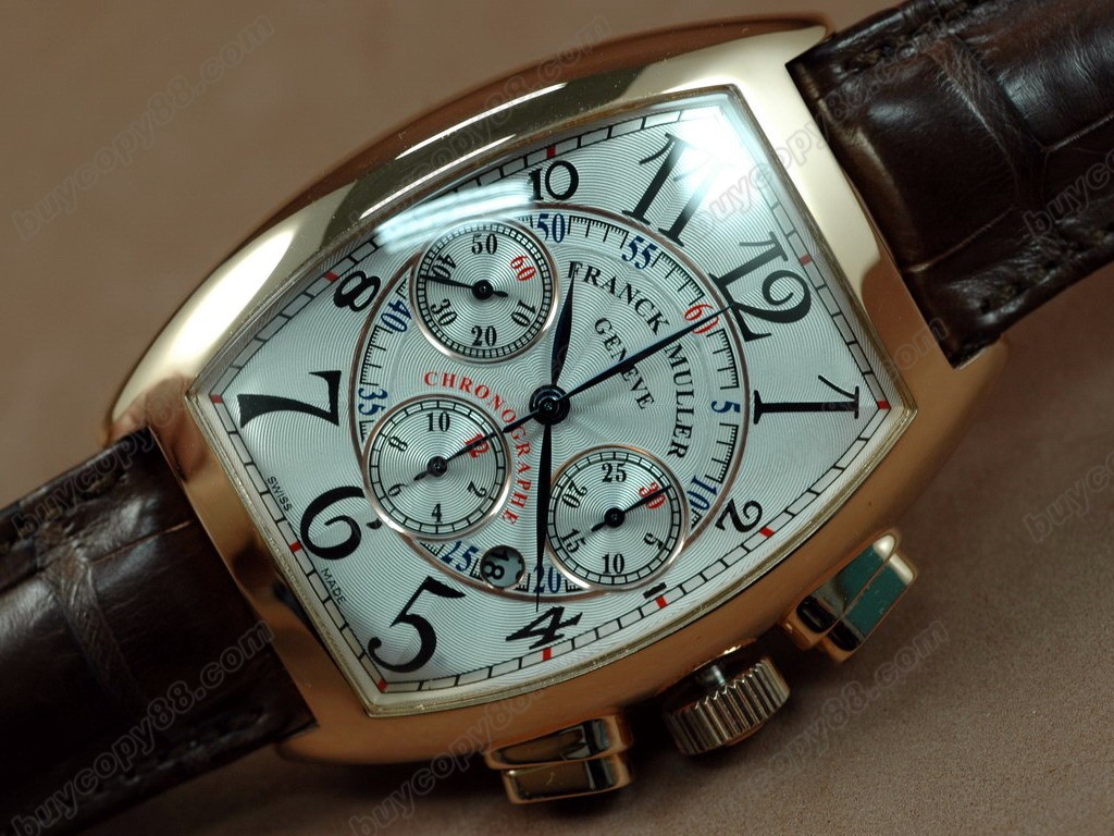 法蘭克穆勒【男性用】Casablanca Chronographe RG/LE White A-7750自動機芯搭載．振頻每小時 28,800 次12