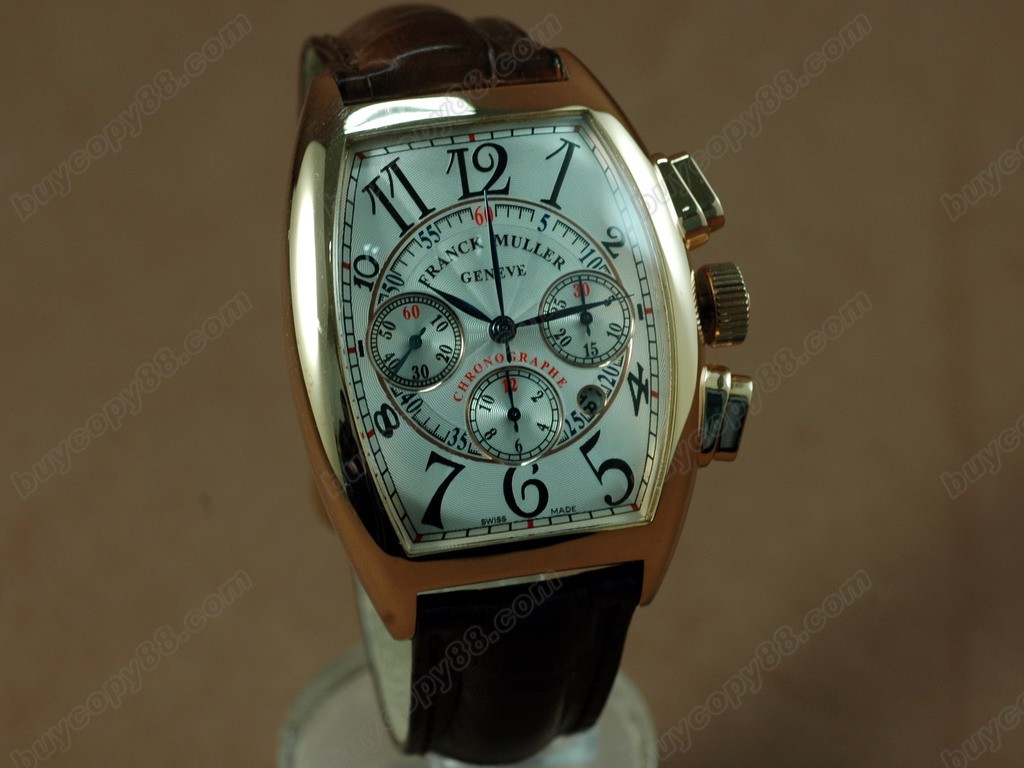 法蘭克穆勒【男性用】Casablanca Chronographe RG/LE White A-7750自動機芯搭載．振頻每小時 28,800 次6