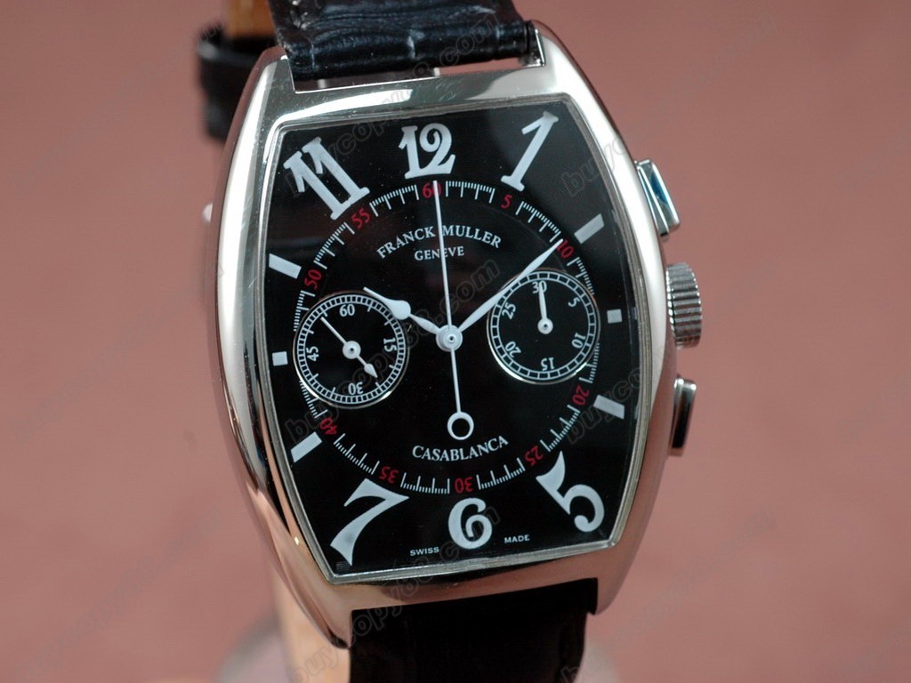 法蘭克穆勒【男性用】 Casablanca Chronograph SS Black Lemania Manual 手上鏈搭載3