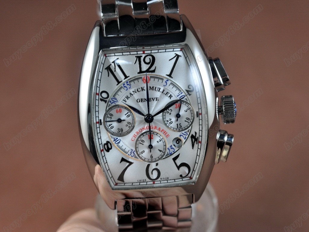 法蘭克穆勒【男性用】 Casablanca Chronographe SS/SS White A-7750自動機芯搭載．振頻每小時 28,800 次5