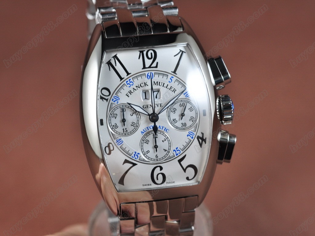 法蘭克穆勒【男性用】Big Date Chrono SS/SS Wht A-7750 自動機芯搭載．振頻每小時 28,800 次3