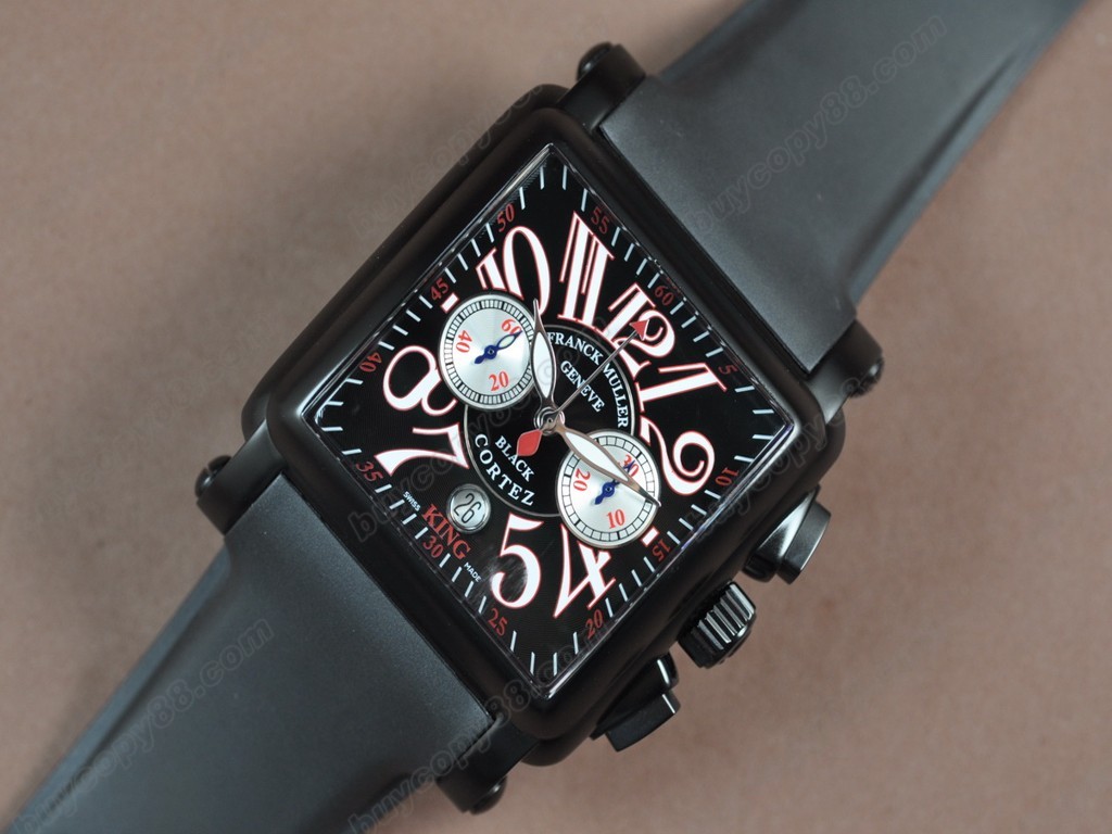 法蘭克穆勒【男性用】 Black King Conquistador PVD/RU Black dial A-7750自動機芯搭載．振頻每小時 28,800 次0