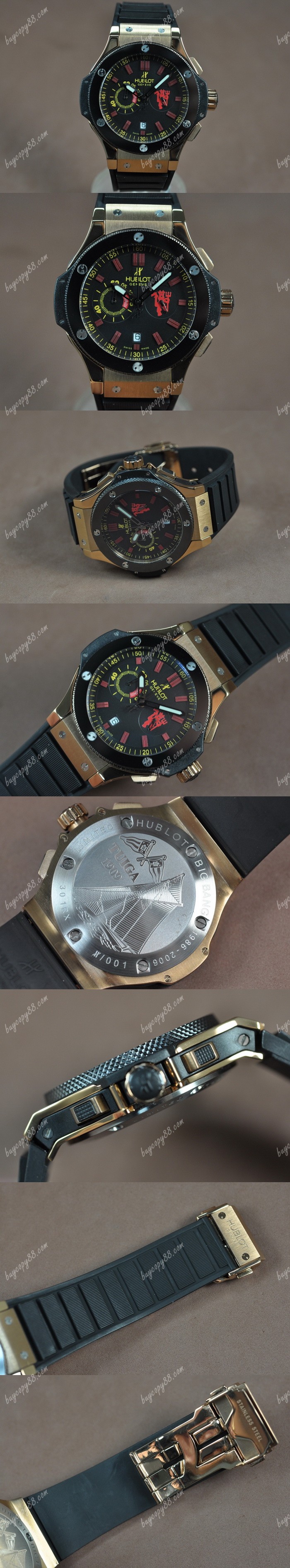  御博Hublot Big Bang 玫瑰金 Ceramic Bel Black J-0S20石英錶0