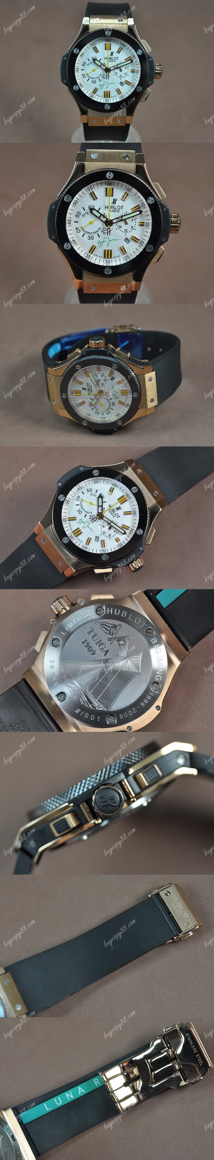 御博Hublot Big Bang 玫瑰金 Ceramic Bel White J-0S20石英錶0