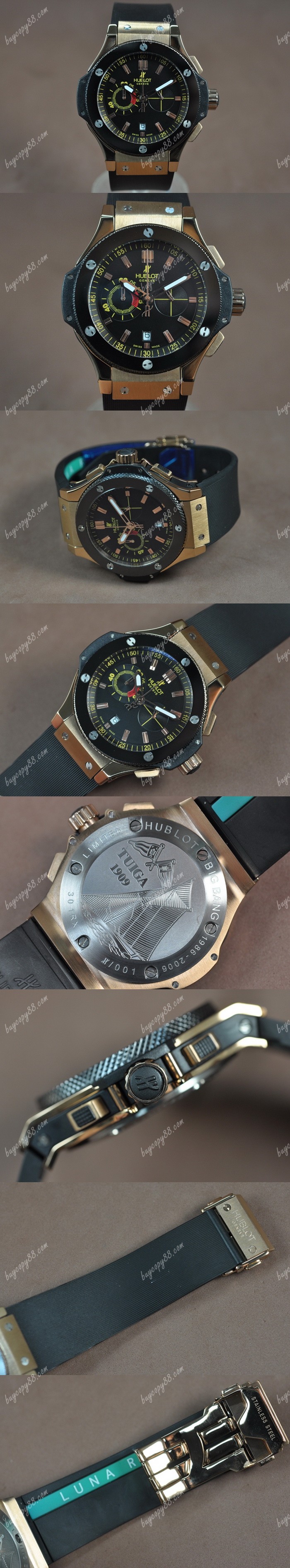  御博Hublot Big Bang 玫瑰金 Ceramic Bel Black J-0S20石英錶0