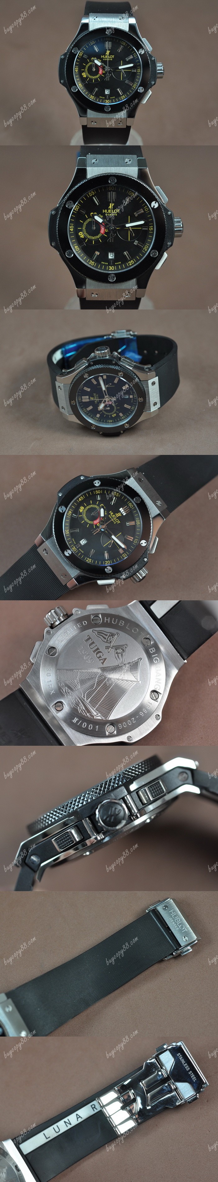  御博Hublot Big Bang SS Ceramic Bel Black J-0S20石英錶0