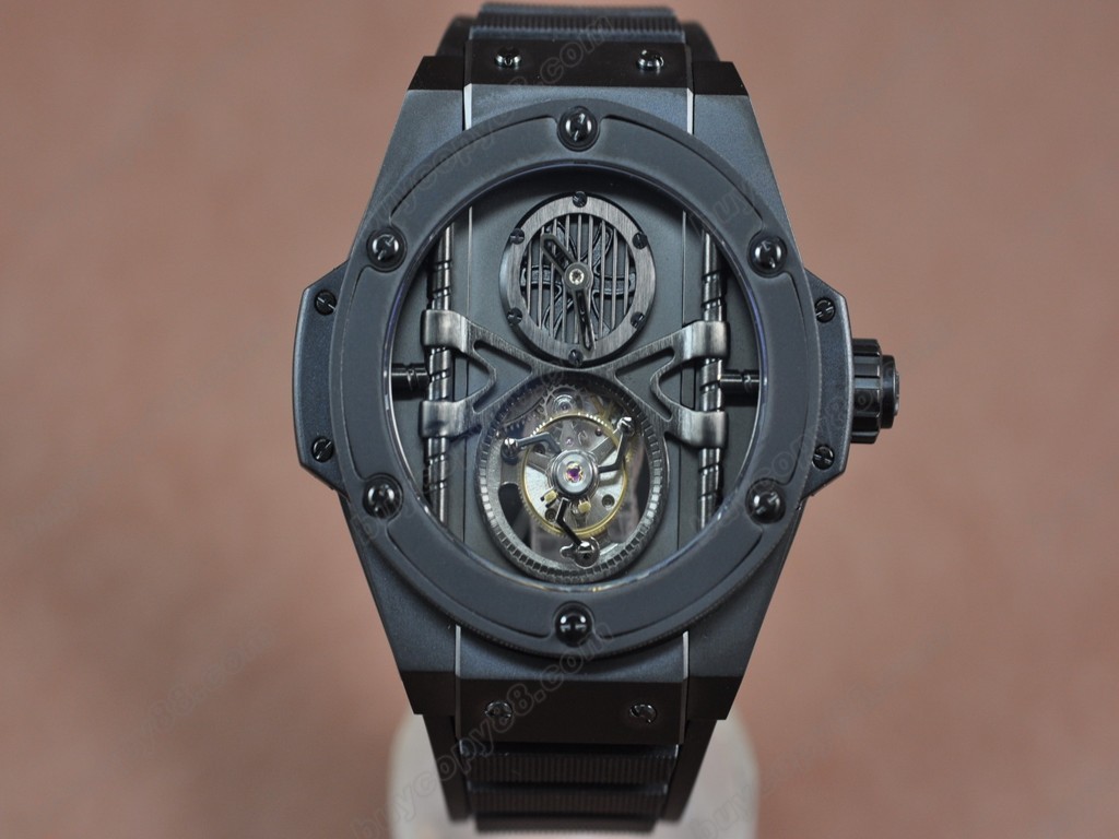 御博 【男性用】Big Bang King Power PVD/RU Black Tourbillon Asian Manual 手上鏈搭載0