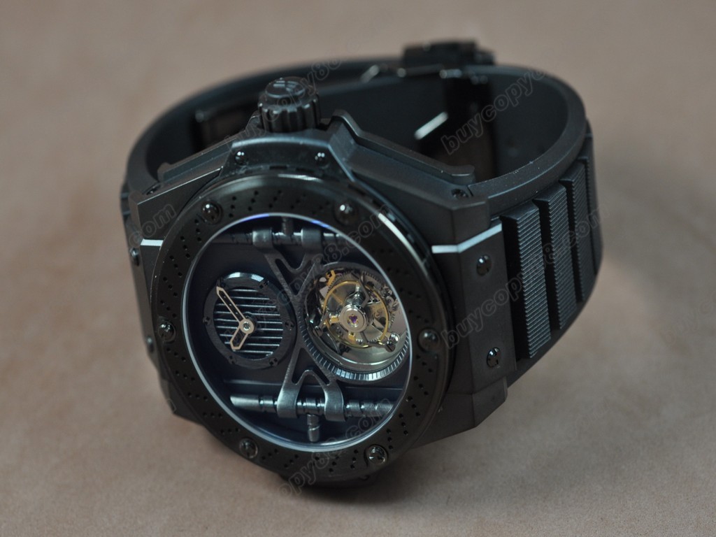 御博 【男性用】 Big Bang King Power PVD/RU Black Tourbillon Asian Manual 手上鏈搭載7