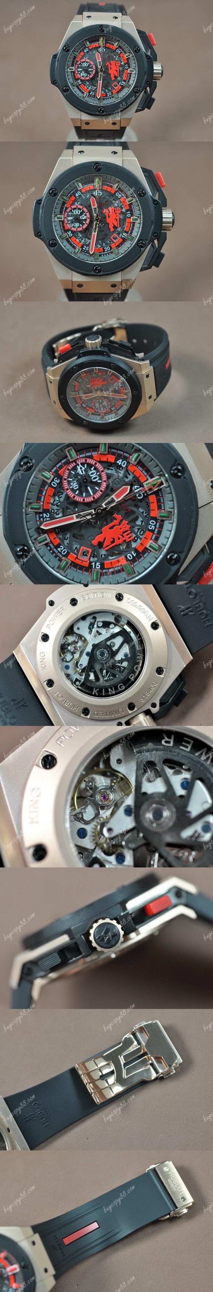  御博Hublot Big Bang King Power Limited 玫瑰金/RU Skeleton dial A-7750自動機芯搭載0