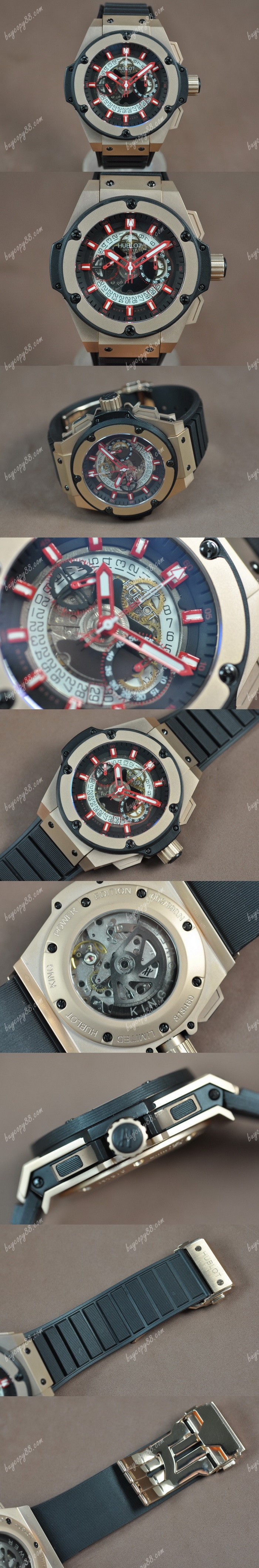  御博Hublot Big Bang King Power 玫瑰金/RU Skeleton dial A-7750 Chrono自動機芯搭載0