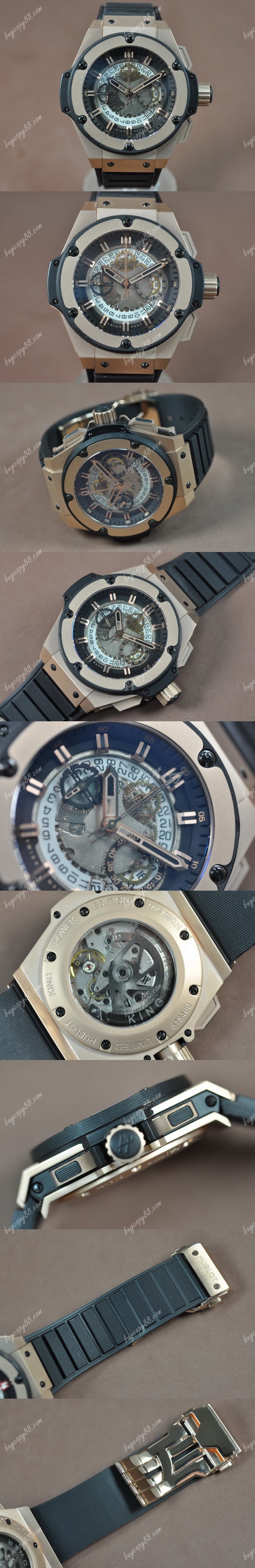  御博Hublot Big Bang King Power 玫瑰金/RU Skeleton dial A-7750 Chrono自動機芯搭載0