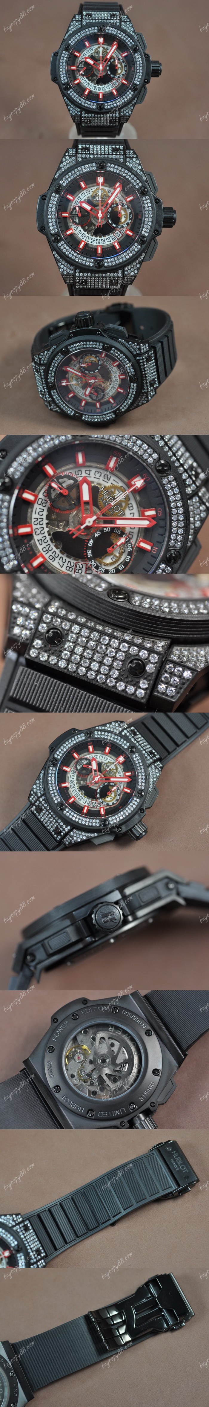  御博Hublot Big Bang King Power PVD/RU/Diam Skeleton dial A-7750 Chrono自動機芯搭載0