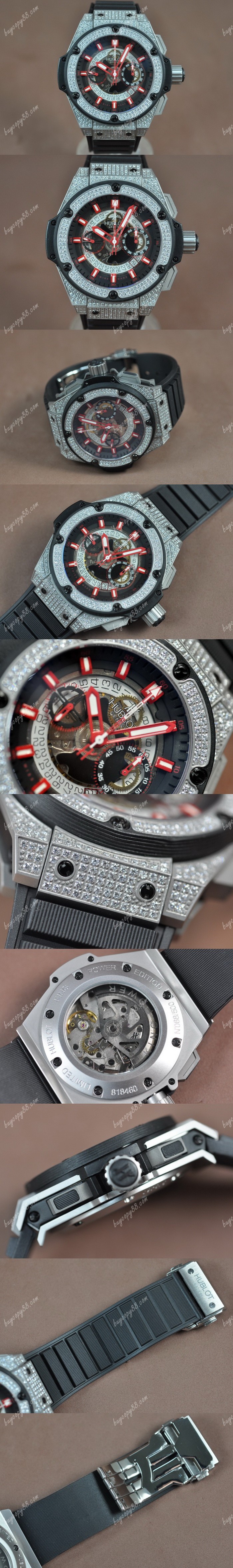  御博Hublot Big Bang King Power SS/RU/Diam Skeleton dial A-7750 Chrono自動機芯搭載0