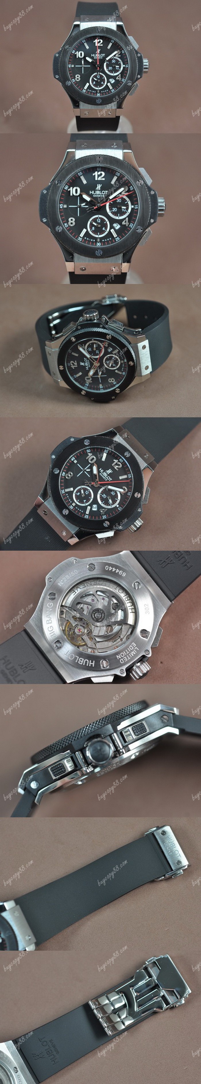 御博Hublot Big Bang 44mm SS/RU Black dial Asia自動機芯搭載0