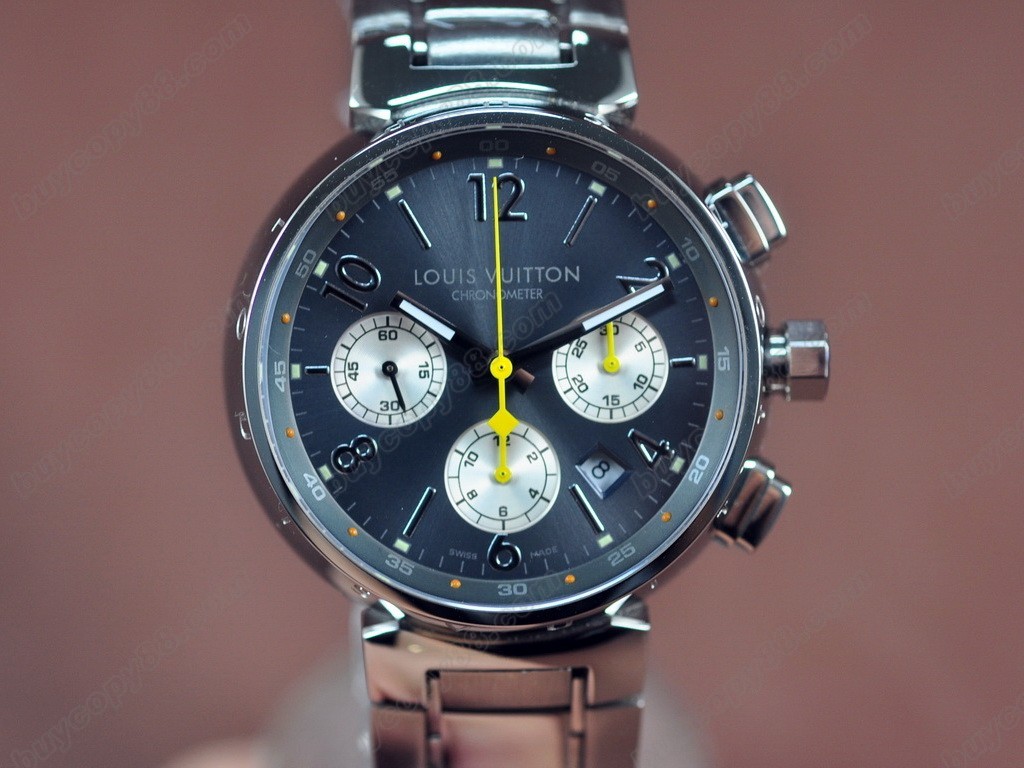 路易威登【男性用】Tambour Chronograph SS Black Asia 7750 自動機芯搭載．振頻每小時 28,800 次　6