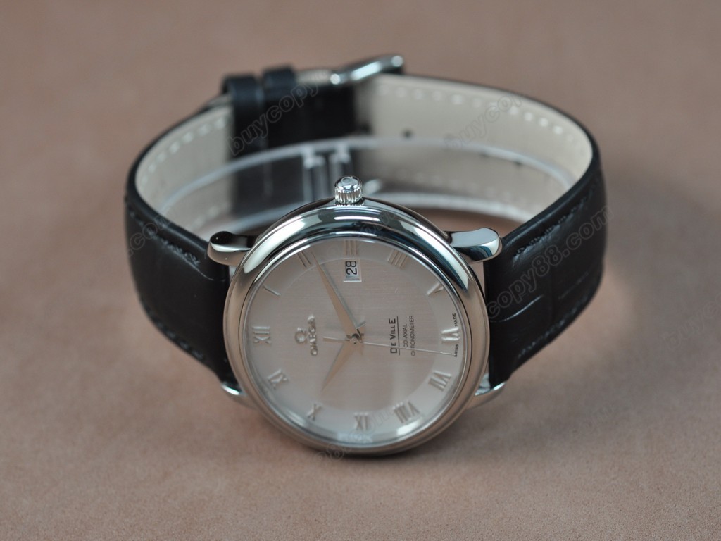 歐米茄 【男性用】Deville SS White Dial Leather Strap Swiss Eta 2824-2 自動機芯搭載7