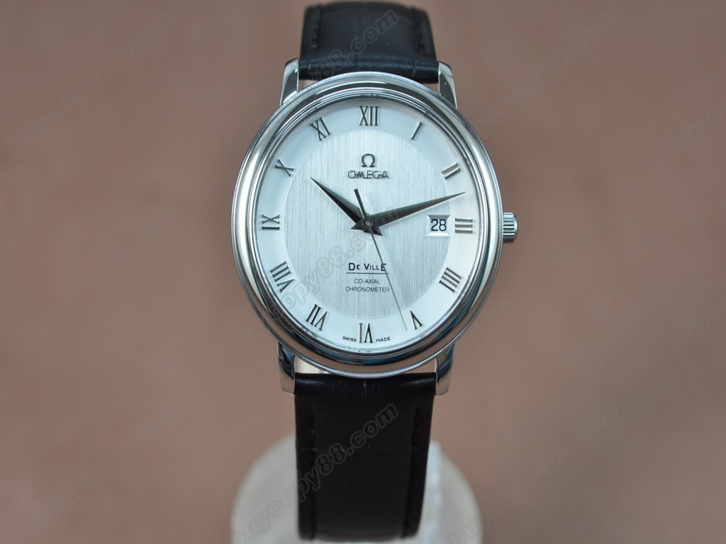 歐米茄 【男性用】Deville SS White Dial Leather Strap Swiss Eta 2824-2 自動機芯搭載6