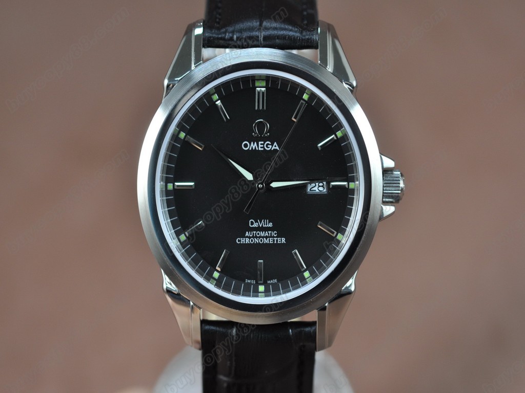 歐米茄 【男性用】 Deville SS Black Dial Leather Strap Swiss Eta 2834-2自動機芯搭載7