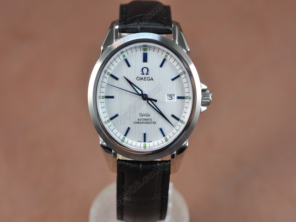 歐米茄 【男性用】Deville SS White Dial Leather Strap Swiss Eta 2834-2 自動機芯搭載8