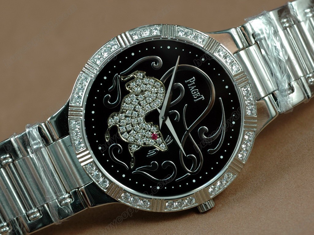 伯爵錶 Sculpture Totem SS Case Diamond Black Dial Swiss石英機芯搭載5