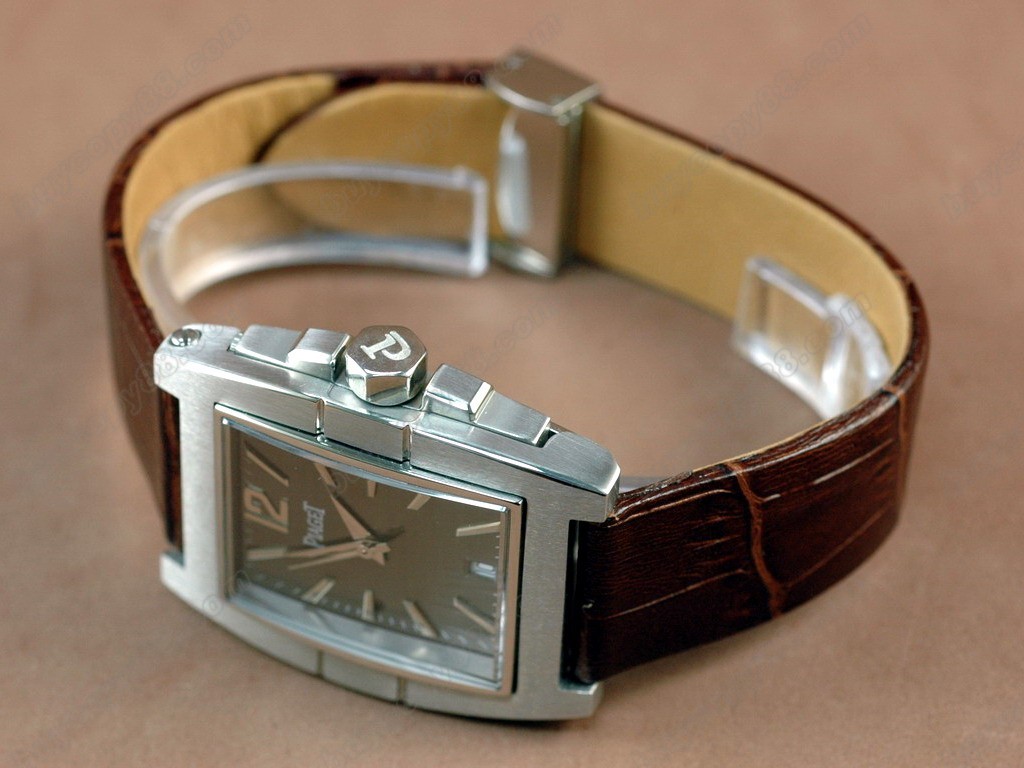 伯爵錶【男性用】 Upstream SS Case Gray Dial Brown Strap Swiss Eta 2824自動機芯搭載3