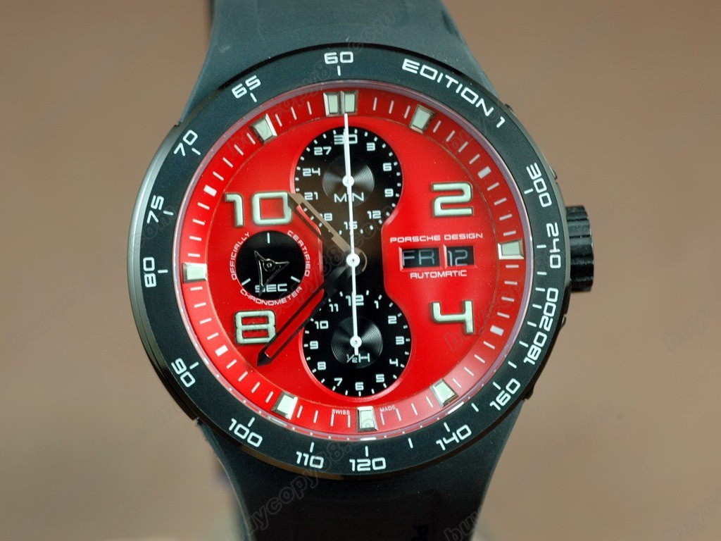 保時捷【男性用】 Porsche Design Watches Flat 6 Limited Chrono SS/RU Red Asia 7750 自動機芯搭載0