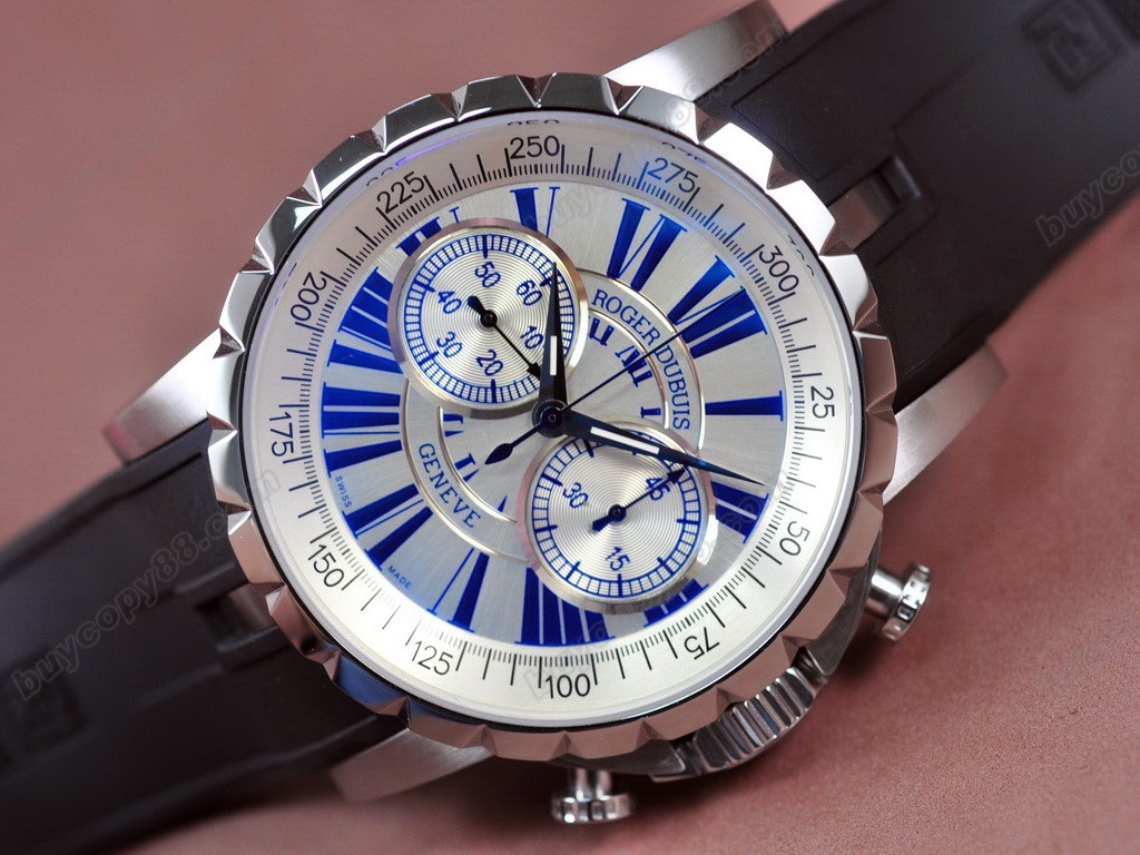 豪爵錶【男性用】Excalibur Chrono SS/RU Wht/Blu Manual手上鏈搭載0