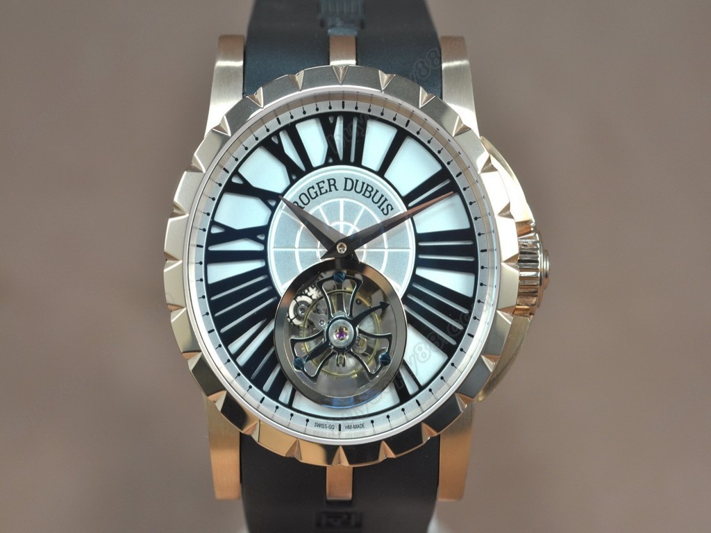 豪爵錶【男性用】 Excalibur Tourbillon RG/RU White dial Asian Manual 手上鏈搭載1