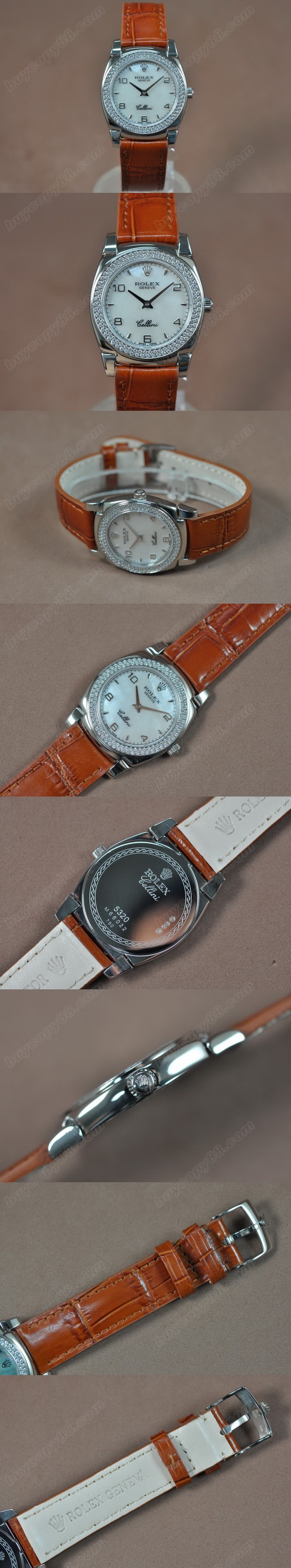 勞力士 Watches Cellini 32mm SS/LE Diam Bel Pearl 白 文字盤 Ronda 762 石英機芯 搭 載 0