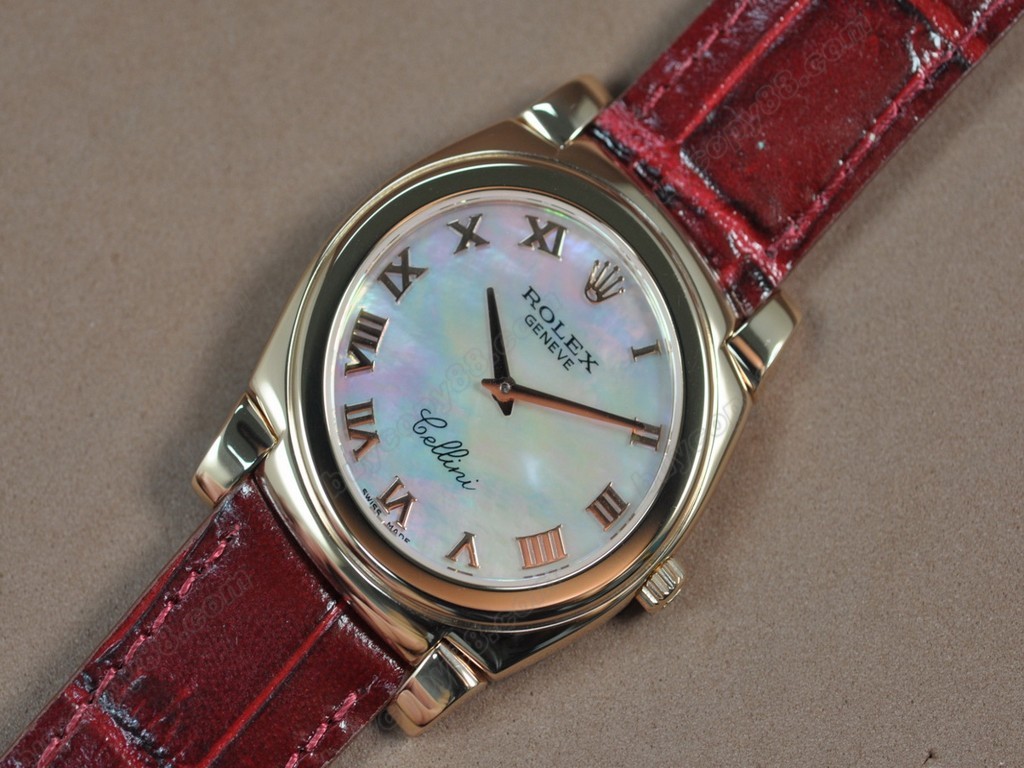 勞力士【男女兼用】 Cellini 36mm RG/LE Pearl blue dial Ronda 762石英機芯搭載3