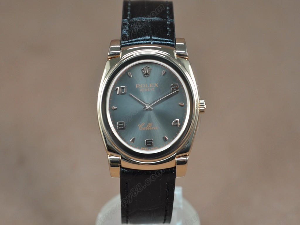 勞力士【男女兼用】Cellini 36mm RG/LE Pearl blue dial Ronda 762 石英機芯搭載9