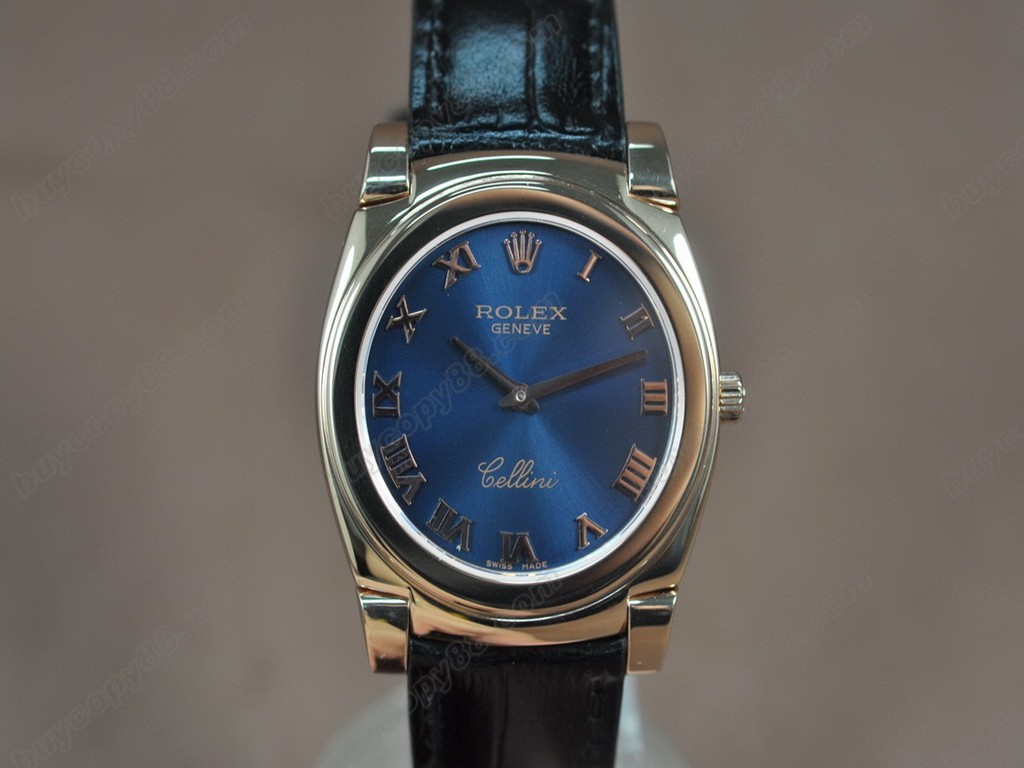 勞力士【男女兼用】Cellini 36mm RG/LE Pearl blue dial Ronda 762 石英機芯搭載9